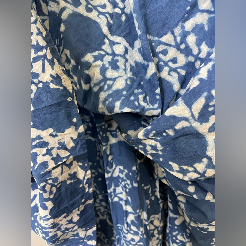 Mirth Caftans VIENNA MAXI DRESS in Blue Floral Sz XL Handcrafted in India Cotton - Picture 10 of 14